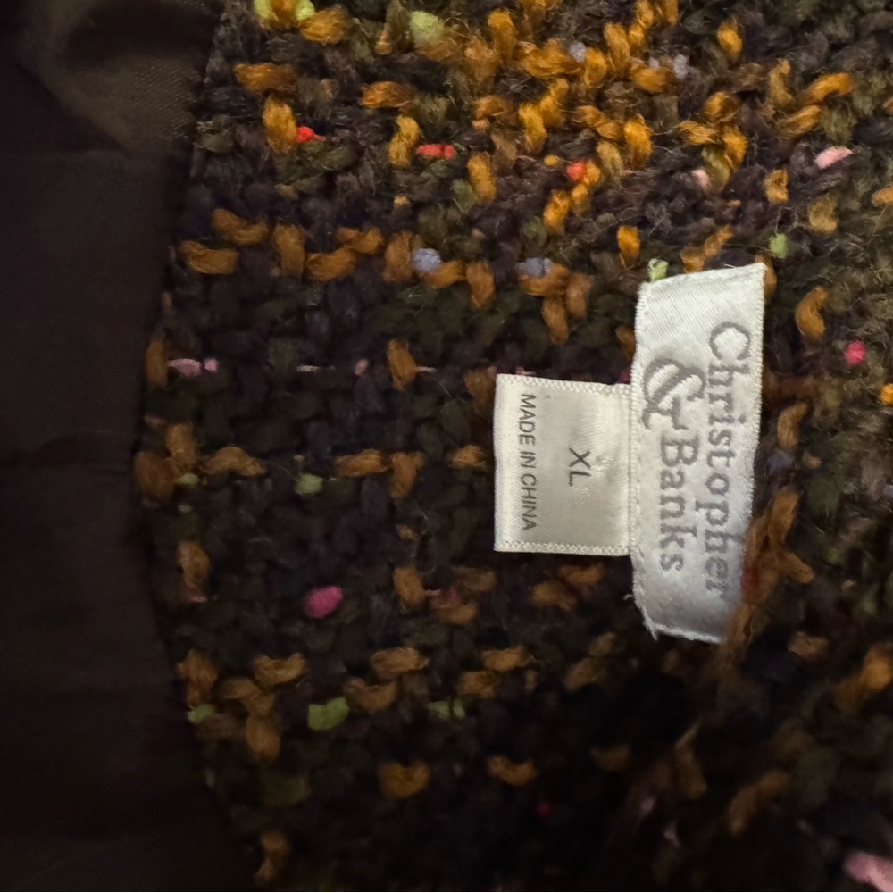 Christopher & Banks Textured Knit Sweater - Black and Brown